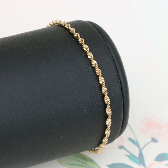 "Delicate Twist Chain Rose Gold Bracelet in Gold-Plated Brass, XPBL1110 - Picture 1 of 13